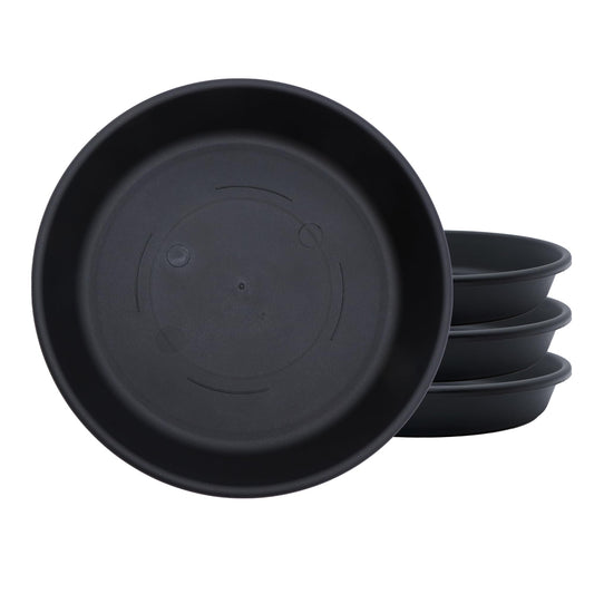 The HC Companies Classic Round Planter Pot, 8 Inch, Black, 4-Pack