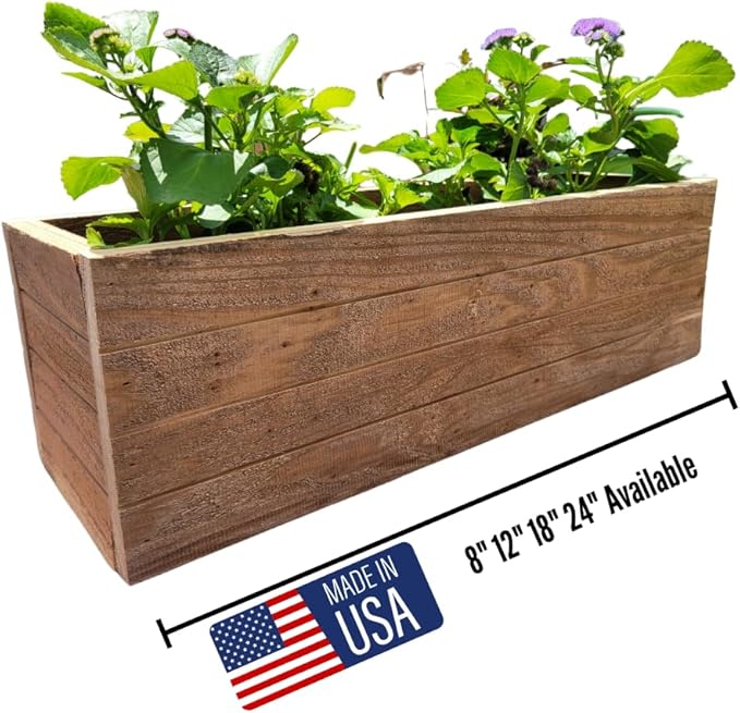 Handmade Rustic Cedar Herb Window Planter Box – Wooden Window & Railing Planter for Indoor or Outdoor Use, Made in USA (35)