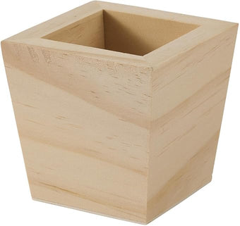 Plaid Unfinished Wood Square Planter, 3" x 3" x 3" Wooden Surface Perfect for DIY Arts and Crafts Projects, 63517