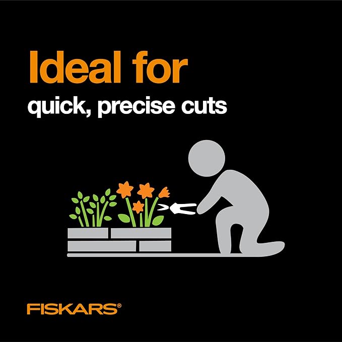 Fiskars Micro-Tip Rose Pruning Shears, 6" Garden Shears Non-Stick Coated Stainless Steel Blade, Gardening Scissors with SoftGrip Handle