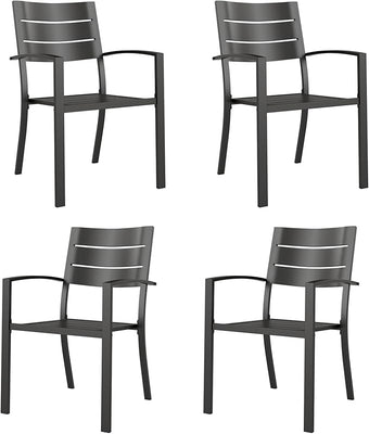 MFSTUDIO Patio Dining Chairs Set of 2, Stackable Metal Outdoor Chairs Set, Outdoor Furniture Dining Chairs for Bistro Balcony Deck Yard