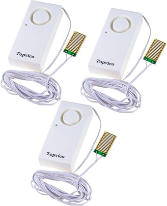 Topvico Water Leak Detectors for Home, Basements, Sump Pump, Under Sink, Moisture Alarm Sensor, 120dB Battery Operated Flood Alert, 3 Pack (95 Inch Cable)