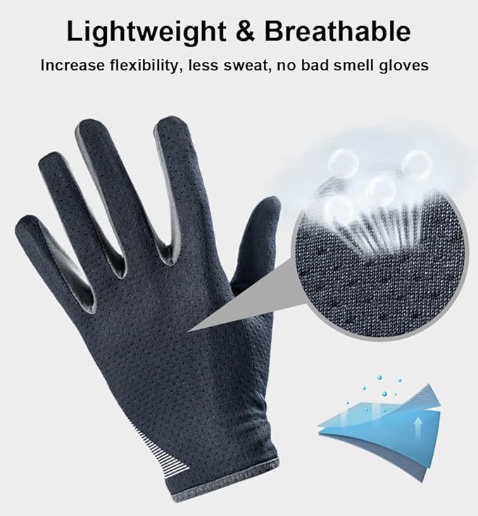 Full Finger Hiking & Cycling Gloves - Thin Gloves for Men & Women - UV Protection, Great for Adult Bikes, Driving & Gym