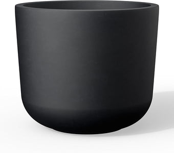 Kante Round Concrete Planter, 13.2 Inch Dia Classic Style Large Plant Pot with Drainage Hole for Indoor & Outdoor Plants, Ideal for Home, Patio, Garden, Black