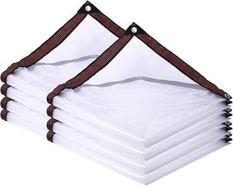 Clear Tarp Waterproof with Grommets 4x8-2Piece,Heavy Duty PVC Vinyl Tarps Cover,Transparent Tarpaulin Large (Small) for Outdoor/Camping/Plant/Garden/Chicken Coop/Cat Litter