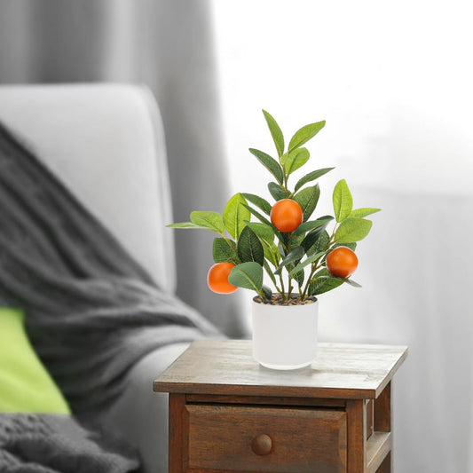 Woration 14.5" Artificial Orange Plant Potted Home Office Decor Indoor