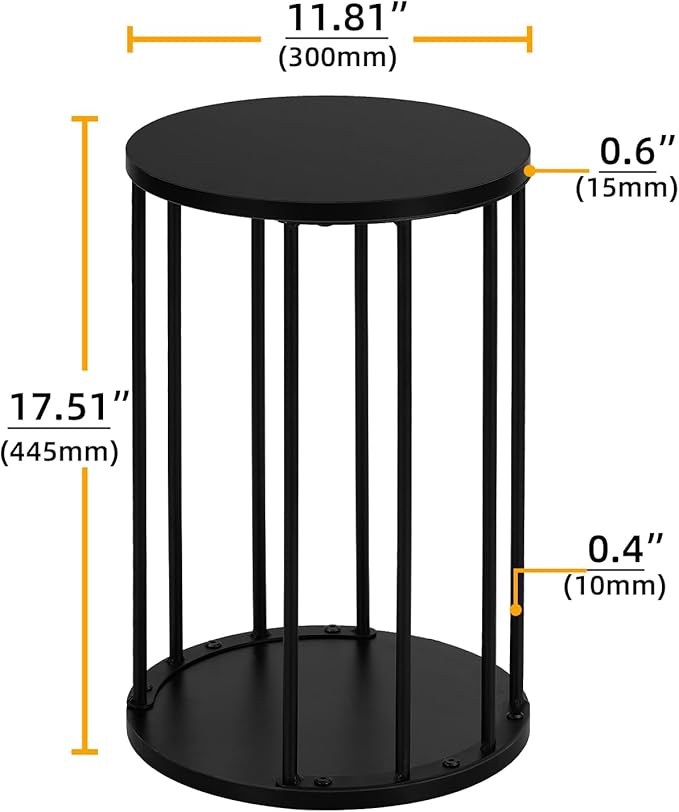 Leinade Plant Stand Indoor,small plant stool,Flower Pot Corner stand holder,Mid Century Heavy Duty Metal Tall Home Decor,Modern Round End Table,Small Rustic Display Stand for Living Room,Bedroom(Black,18In)