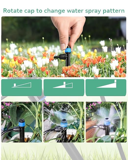 Quick-Connect Automatic Drip Irrigation System Kit – 36FT Garden Watering Kit with Adjustable Nozzles & Sprinklers for Greenhouse, Lawn, and Potted Plants Watering System
