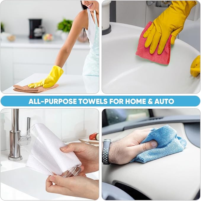 AIDEA Microfiber Cleaning Cloth Roll, 50PK, Reusable Paper Towels Tear Away Cloth, Microfiber Towels Washable Shop Rags, Lint Free Cleaning Rags for House, Kitchen, Window, 11.5"×11.5", Coffee