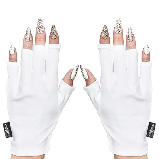 ManiGlovz -The Original Dermatologist Recommended UPF 50+ UV Protective Manicure and Sunblock Fingerless Gloves, Sun Protection, Driving and Gel Manicure Gloves in White
