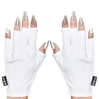 ManiGlovz -The Original Dermatologist Recommended UPF 50+ UV Protective Manicure and Sunblock Fingerless Gloves, Sun Protection, Driving and Gel Manicure Gloves in White