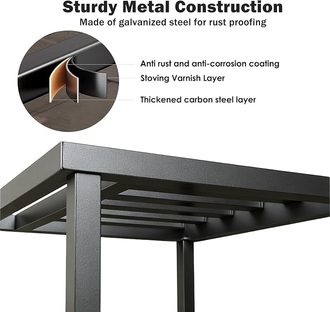 Hongsane Plant Stand Indoor Outdoor,13 Inch Metal Plant Stands Riser,Heavy Duty Wrought Iron T Pedestal Holders for Large Flower Pot,Outside Rust-Proof Black Flower Display Shelf for Patio,1-Pack
