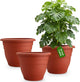 RooTrimmer 3 Pack Large 16 Inch Plastic Plant Pots for Outdoor Plants,Durable & Lightweight Flower Pots with Drainage Holes,Weather-Resistant Large Planters for Patio Garden(Brick Red)