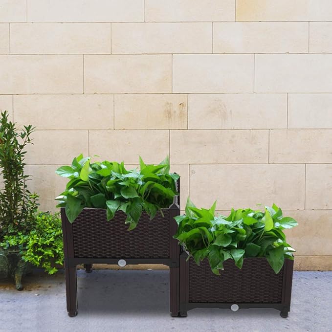 Raised Garden Bed with Legs Planters for Outdoor Plants Planter Box Elevated Garden Boxes Plant pots Perfect for Garden Patio Balcony Deck to Planting Flowers (Brown)