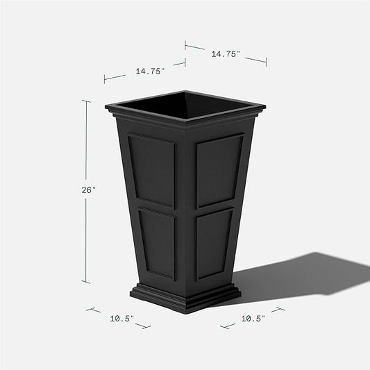 Veradek Brixton Series Tall Planter - Large Outdoor Planter for Front Porch/Patio | Crack-Resistant Plastic for All-Weather Use | Classic Estate Design for Tall Plants, Flowers, Trees