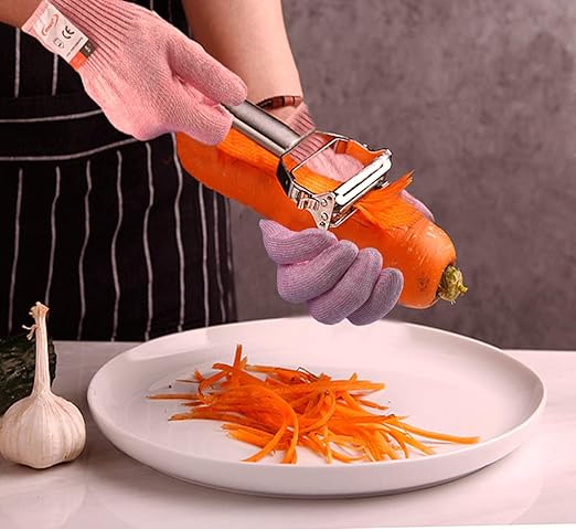 Cut Resistant Gloves, 1 Pairs of Food Grade Cut Resistant Gloves, Cutting Gloves for Kitchen, Oyster Shucking, Fish Fillet Processing, Carving Wood and Gardening(Small-Pink)