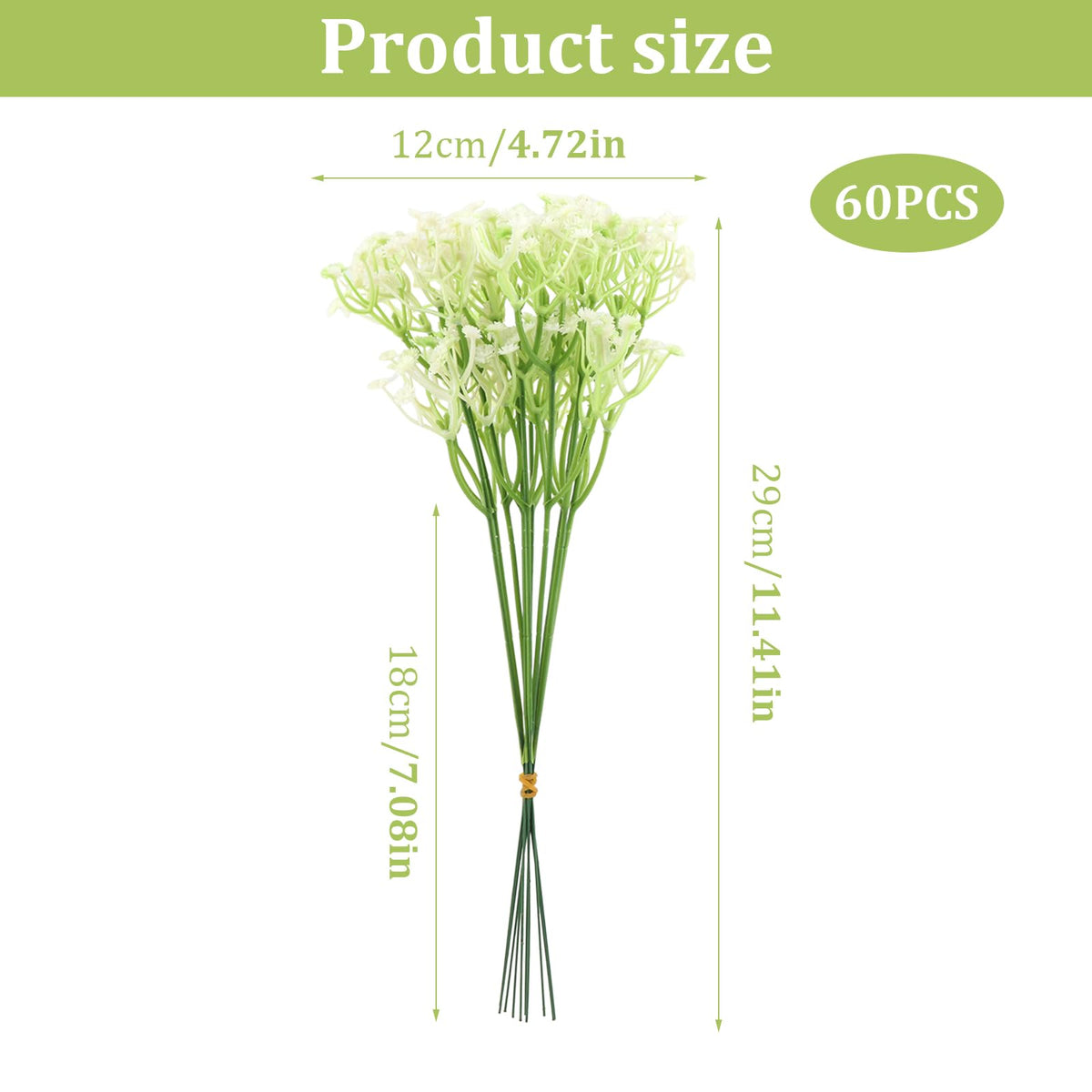BOYXIENQ 60 Pcs Babys Breath Artificial Flowers, White Gypsophila Flowers, Artificial Bulk Real Touch Faux Greenery Plants DIY Flores Bouquet for Wedding Floral Party Outdoor Garden Home Decor