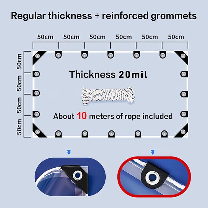 6x20ft Clear Tarp with Grommets Cover,Clear Tarpaulin Tear Waterproof Heavy Duty with Resistant PVC Vinyl Tarps,20mil Reinforced Edges Outdoor Waterproof Tarps,Greenhouse, Patio and Porch