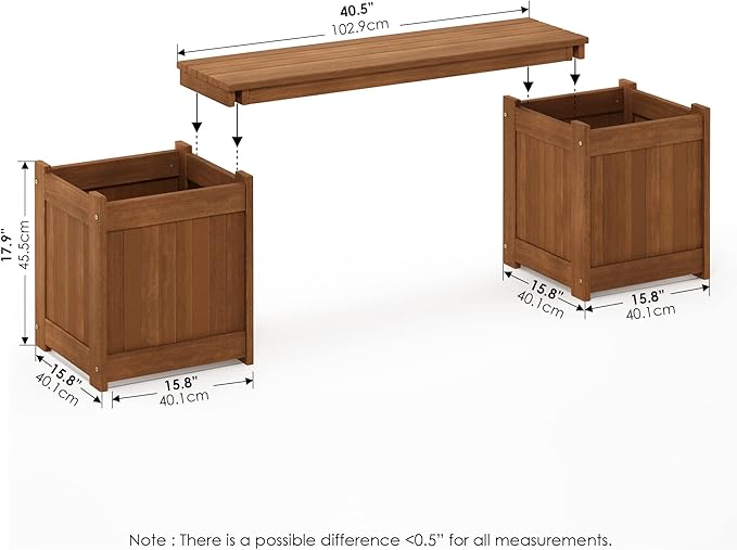 Furinno FG16011 Tioman Hardwood Flower Box, Brown