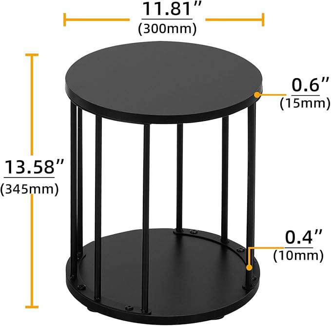 Leinade Plant Stand Indoor,small plant stool,Flower Pot Corner stand holder,Mid Century Heavy Duty Metal Tall Home Decor,Modern Round End Table,Small Rustic Display Stand for Living Room,Bedroom(Black,2 Packs)