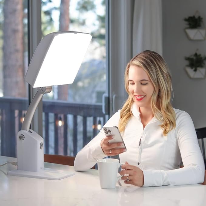 Carex Day-Light Sky Bright Sunlight Therapy Lamp, 10000 LUX Therapy Lamp at 12 Inches, LED Bright White Light with Adjustable Height and Brightness Levels for Mood, White