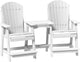 LuxCraft Poly Tete-a-Tete Patio Table and Counter Height Balcony Chairs with Umbrella Hole, Weatherproof Outdoor Patio Furniture Set for Outside - Amish Made in USA (White)