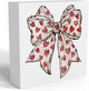 Valentines Day Decorations, Valentines Day Gifts for Her Him, Gift for Boyfriend Girlfriend, Romantic Coquette Heart Bow Anniversary Wooden Box Sign Husband Wife Home Office Bedroom Desk Decor