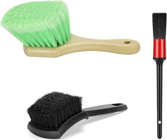 Wheel Rim & Tire Brush Set, Soft & Stiff Bristle Wash Cleaning Supplies Kit for Car Body Exterior Surface, Carpet, Truck,SUV,RV,Motorcycle