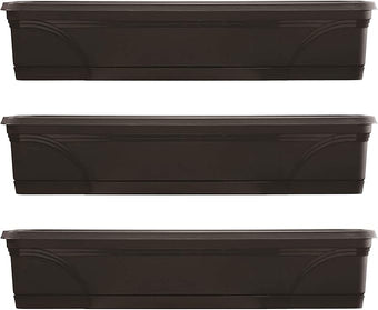 Southern Patio SPAT-MB3612BK 36-Inch Medallion Hanging Windowsill Garden Box Planter, Black (3 Pack)