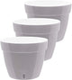 DECOPOTS - 3 Pack - Self Watering Planter - Modern Flower Pot with Water Level Indicator - 6.3" Tall - for All House Plants, Flowers, Herbs (Diameter 7.9", Grey - White)