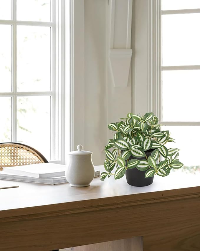 Hollyone Fake Plants 3 Packs Artificial Plants Indoor Faux Plants with Black Plastic Pot Small Fake Potted Plant for Home Aesthetic Living Room Bathroom Desk Shelf Office Decor