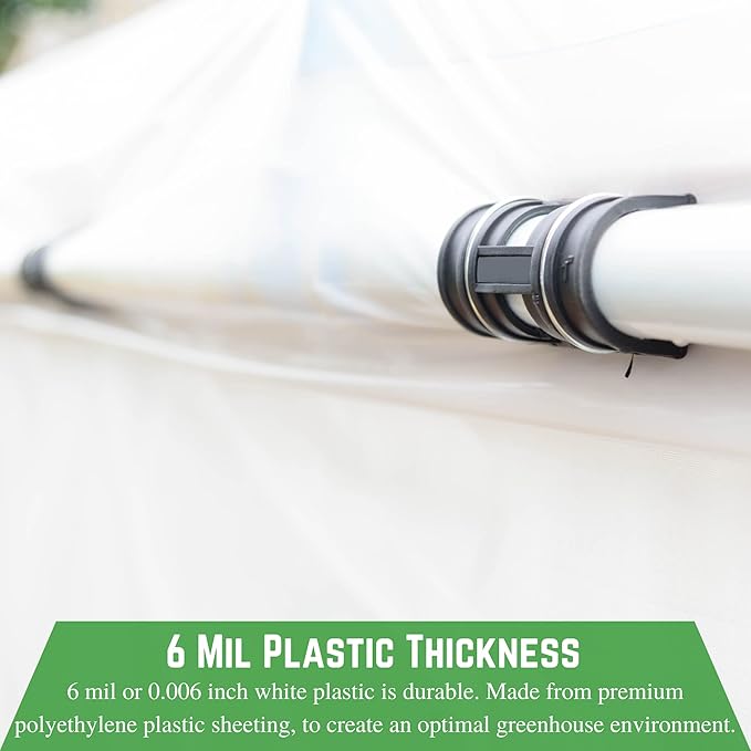 Farm Plastic Supply - White Greenhouse Plastic Sheeting - 6 mil - (50' x 20') - 4 Year UV Resistant Poly Greenhouse Film, 55% Light Transmission Hoop House Cover for Gardening, Agriculture