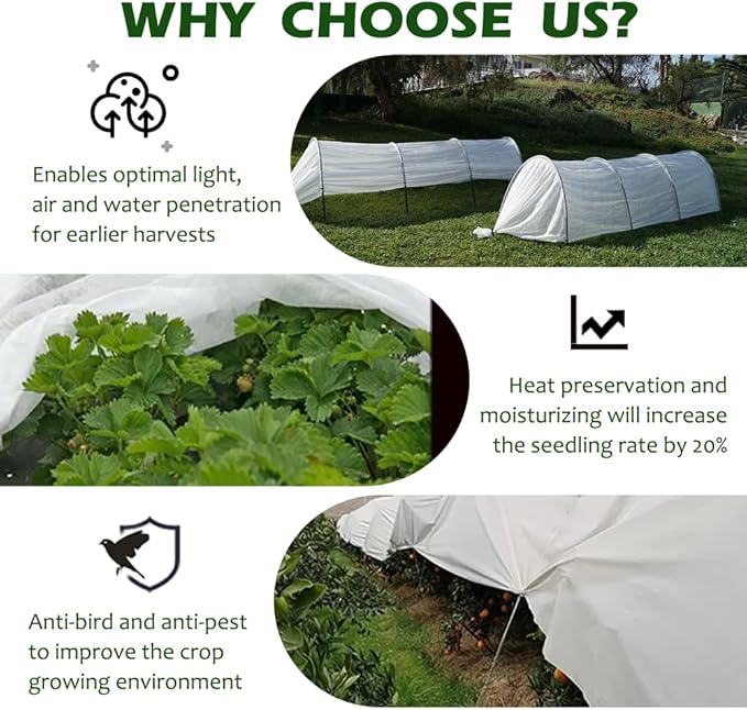JUNKOGO Plant Freeze Protection Cover, 5x30ft Frost Cloth Winter Garden Blanket, Floating Row Cover for Cold Weather and Shade, Perfect for Outdoor Vegetables, Trees, Greenhouse
