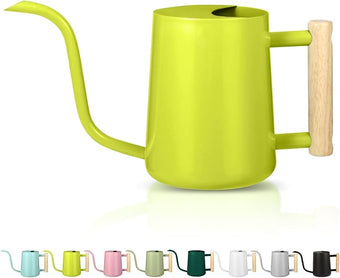 Watering Can Indoor Plants, 35oz Small Stainless Steel Metal Watering Can Modern Decorative Watering Pot with Long Spout for Indoor House Plant Bonsai Garden Flowers (Bright Green)