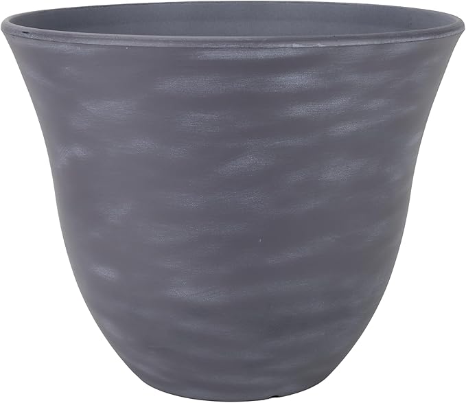 Classic Home and Garden Honeysuckle Resin Planters - Lightweight Indoor & Outdoor Plant Pots - UV-Resistant Plastic Flower Pots - Pot Planters for Flowers & Herbs (13" Zinc Grey)