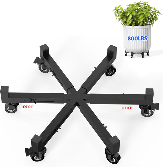 Plant Caddy With Wheels, Adjustable 16in to 23inch Metal Plant Stand