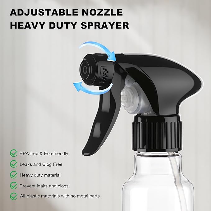 Spray Bottles 4oz/120ml Plastic Small Spray Bottle for Hair Mist/Stream Spraying Heavy Duty Empty Water Spray Bottles for Cleaning Solutions, Plants 2 Pack (Clear)