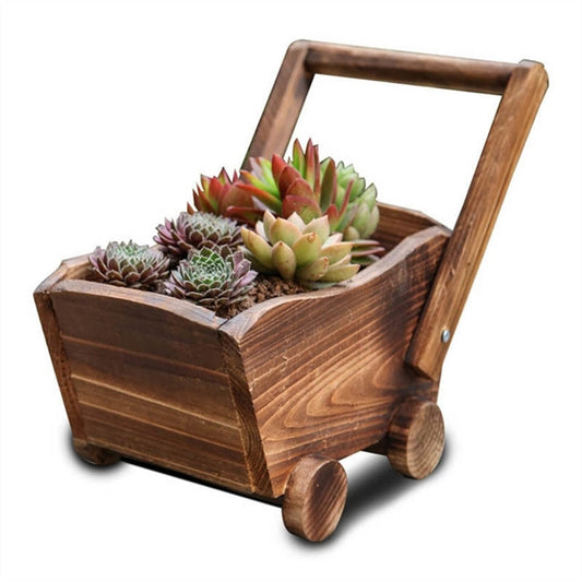 Flower Pot Creative Wood Flowerpot Cart Garden Planter Plant Window Box Trough Pot Succulent Flower Bed Plant Bed Pot Flower Garden Pots