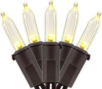 YULETIME 200 Warm White LED Christmas Lights, 66 Feet Brown Wire UL Certified Commercial Grade Holiday String Light Set