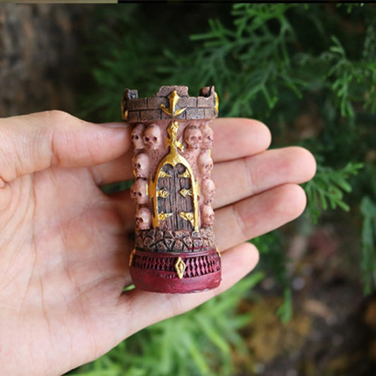 Halloween Miniatures Fairy Garden House Accessories Set Fairy Garden Figurines Mini Town Decor Vintage Retro Statue Ornament Outdoor Decoration (Hell Gate XS)