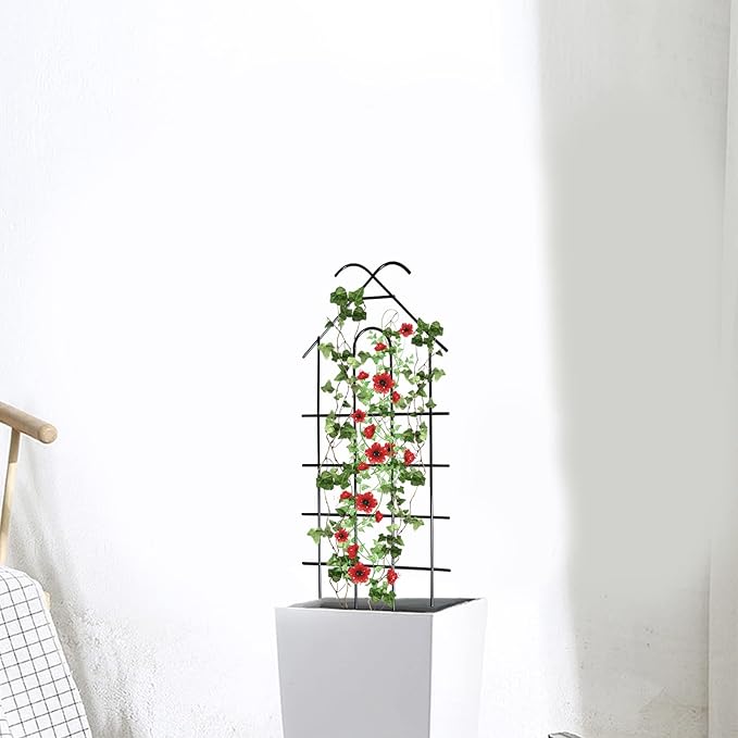 ARIFARO 24'' Metal Garden Trellis Indoor/Outdoor Sturdy Plant Trellis for Potted Plants,House Plants, Climbing Vines, Pack of 4, Black