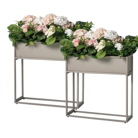 Cocoyard Elevated Metal Planter Boxes - 28 Inch Durable Raised Garden Bed with Legs for Herbs and Flowers - Perfect for Outdoor Plants, Patio, Balcony & Sunroom (Sand, 28" H - 2 Pack)