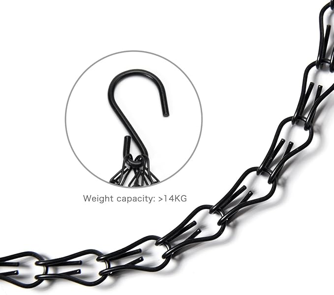 Flower Pot Chain 24 Inch Hanging Flower Basket Galvanized Replacement Chain 3 Point Garden Plant Hanger (4pcs(Black))