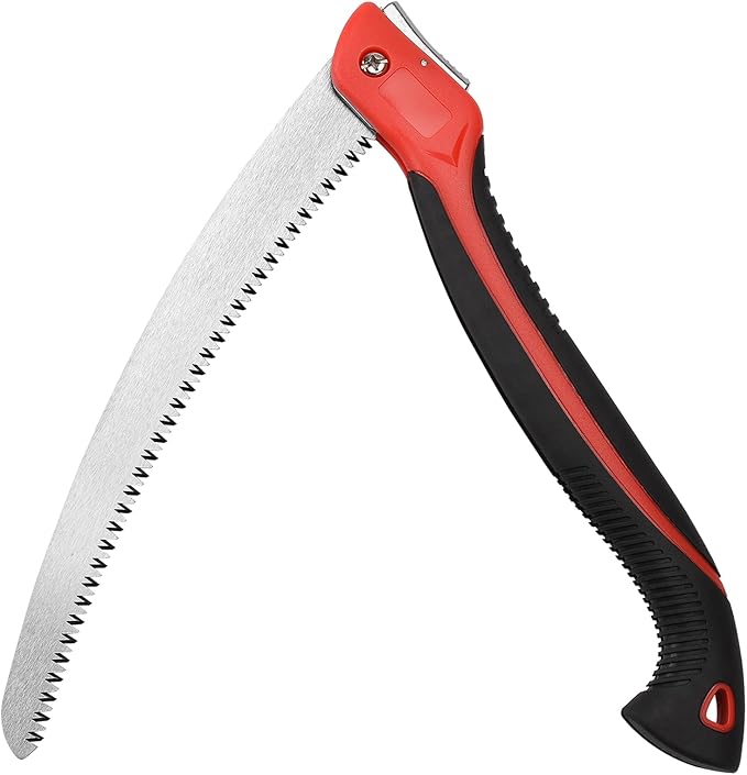 12 Inch Heavy Duty Pruning Saw, Folding Hand Saw with SK5 Curved Blade, Triple-cut Razor Teeth Used for Trees Wood Cutting Camping Gardening Work, Hiking, Landscaping, Tree Trimming