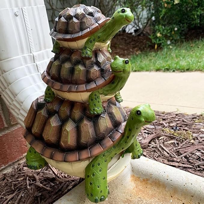 APX Turtle Gutter Downspout Extensions, Decorative Splash Block Statue