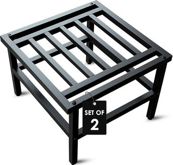 Hongsane Plant Stand Indoor Outdoor,18 Inch Square Metal Plant Stands Riser,Heavy Duty Wrought Iron Pedestal Holders for Large Flower Pot,Outside Rust-Proof Black Flower Display Shelf for Patio,2-Pack