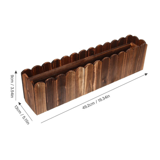 Hemoton Carbonized Wood Planter Box Outdoor Garden Window Box Planters 50X9X13Cm Foam Base Small Wood Flowerpot for Balcony Vegetable Herb Growing