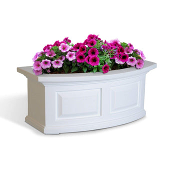 Mayne Nantucket 24in Self-Watering Rectangular Window Box Planter, White