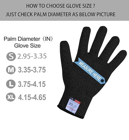 Cutting Gloves, 1 Pairs of Cut Resistant Gloves Food Grade, Cut Resistant Gloves for Kitchen, Oyster Shucking, Fish Fillet Processing, Carving Wood and Gardening(Medium-Black)