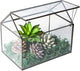 House Shape Close Glass Geometric Terrarium Tabletop Succulent Plant House Garden Planter Moss Fern Swing Lid, Flower Pot for Plants Succulent, Air Plant (Black)